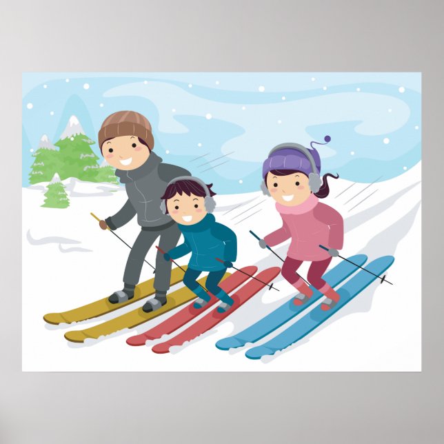 Family Skiing Poster (Framsidan)