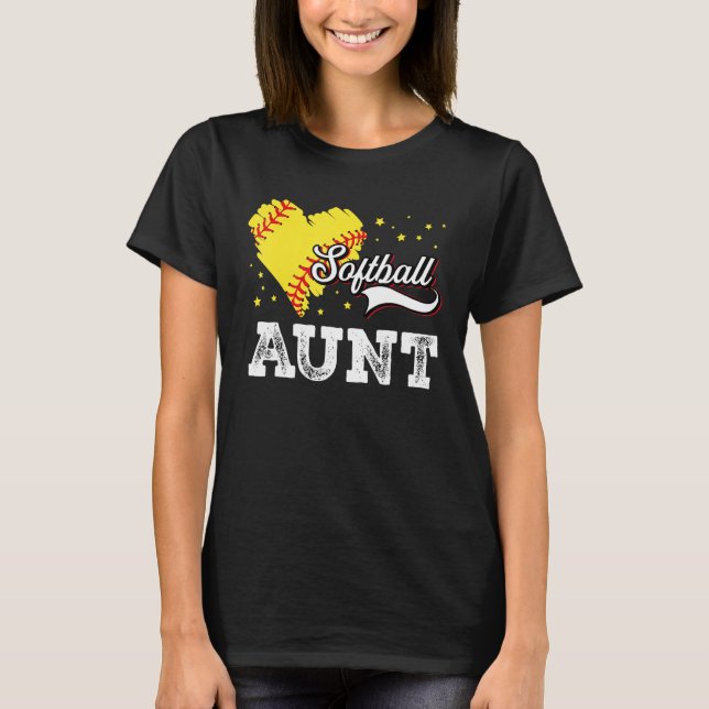 Family Softball Palyer Aunt Softball Mother Grandm T Shirt (Framsida)