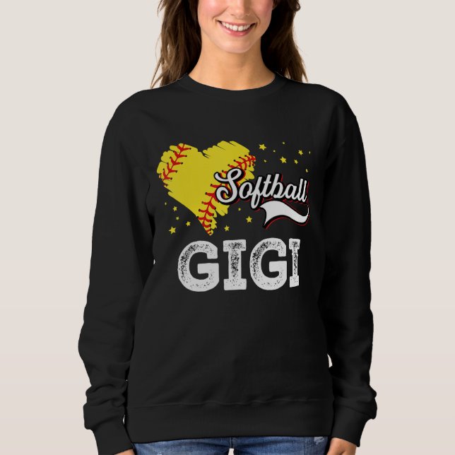 Family Softball Palyer Gigi Softball Mother Grandm T Shirt (Framsida)