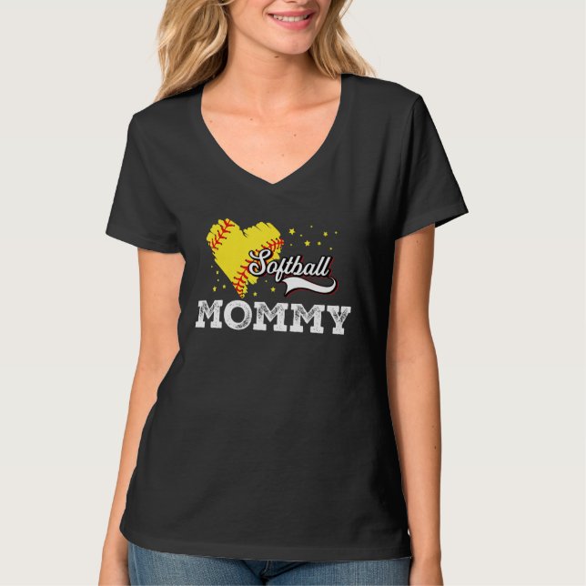 Family Softball Palyer Mommy Softball Mother Grand T Shirt (Framsida)