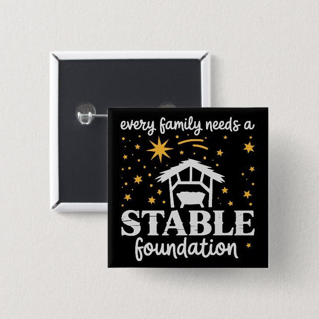 Family Stable Foundation Christian Jesus Christmas Knapp (Framsida & baksida)