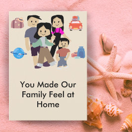 Family Stay Host Card with Custom Message Option Tack Kort