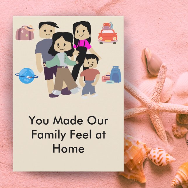 Family Stay Host Card with Custom Message Option Tack Kort (Skapare uppladdad)