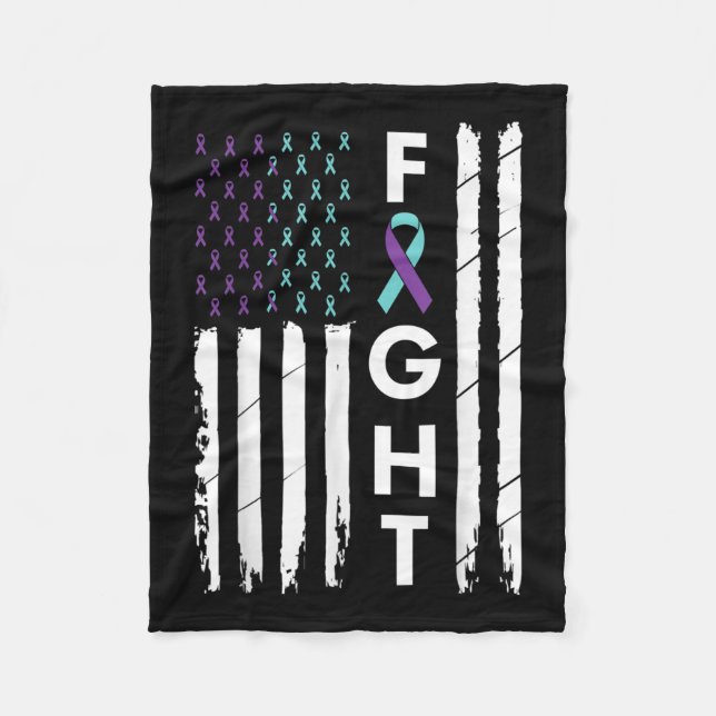 Family Suicide Prevention Awareness Teal Lila Ri Fleecefilt (Framsidan)