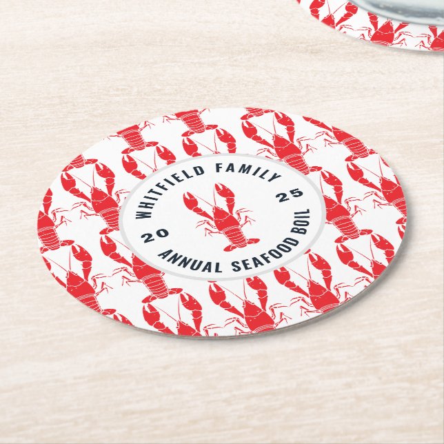 Family Summer Lobster Boil Anpassningsbar Underlägg Papper Rund (Vinklad)