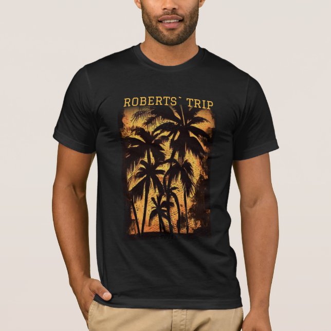 Family summer vacation beach palm trees t shirt (Framsida)