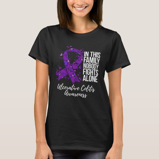 Family Support Ulcerative Colitis Awareness T Shirt (Framsida)