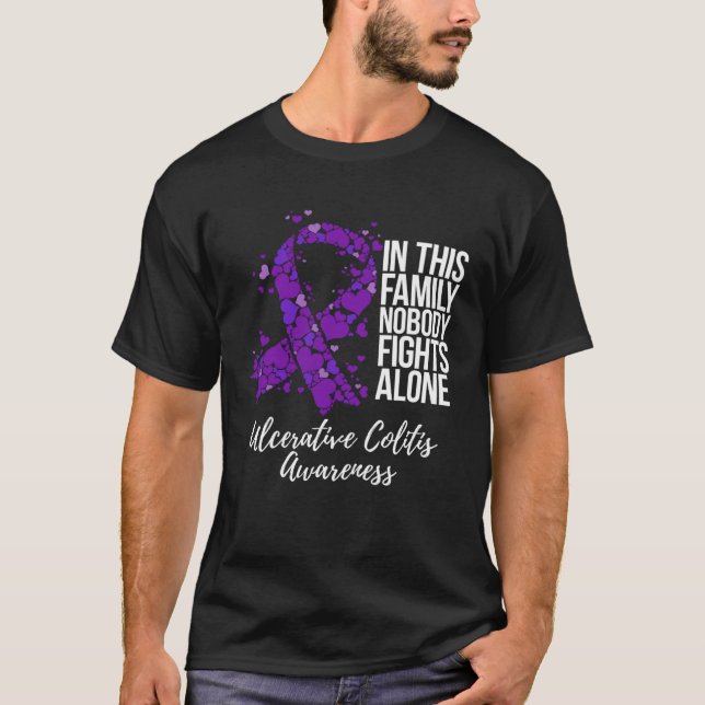 Family Support Ulcerative Colitis Awareness T Shirt (Framsida)