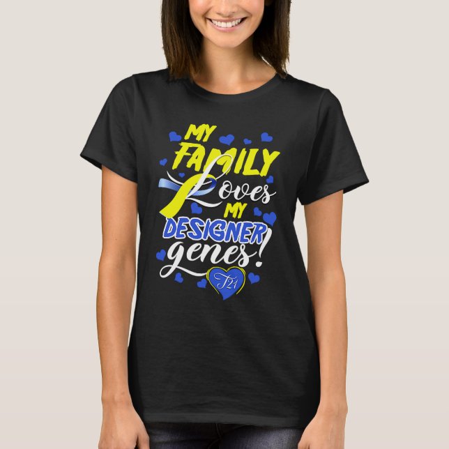 Family T21 World Down Syndrome Awareness Day Kids T Shirt (Framsida)
