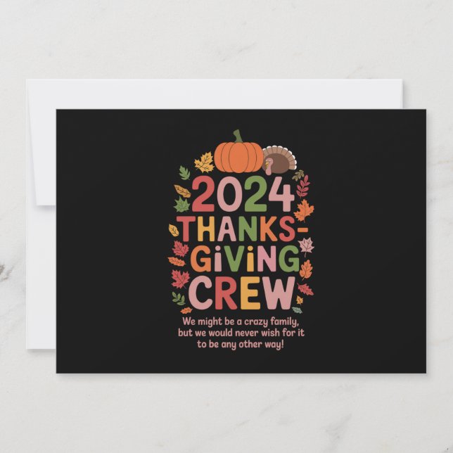 Family Thanksgiving 2024 Besättning Turkiet matcha Inbjudningar (Framsida)