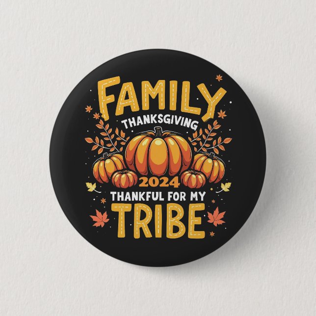 Family Thanksgiving 2024 Tack för min stam Knapp (Framsida)