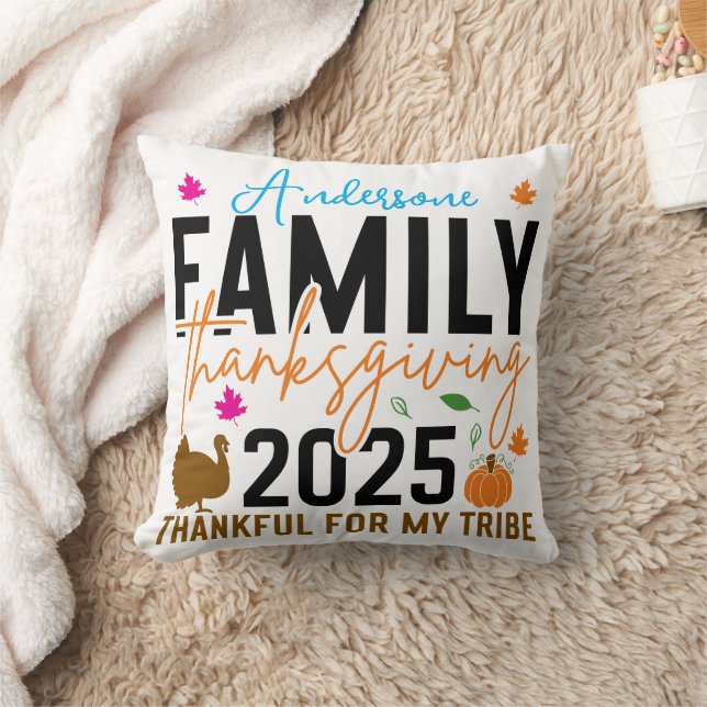 Family Thanksgiving 2025 | Redigerbart Turkiet Kudde (Filt)