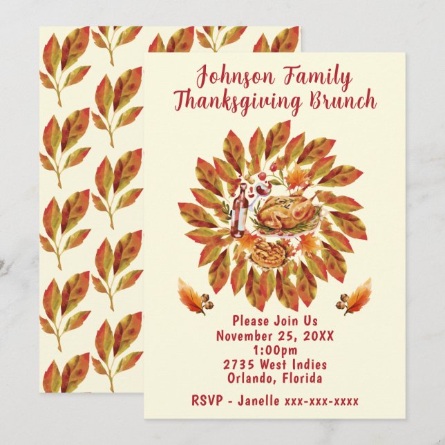 Family Thanksgiving Brunch Inbjudningar (Fram/baksida)