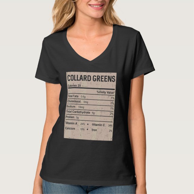 Family Thanksgiving  Collard greens Nutrition Fact T Shirt (Framsida)