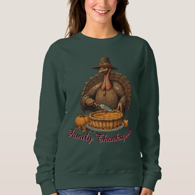 Family Thanksgiving Turkey Pie T Shirt (Framsida)