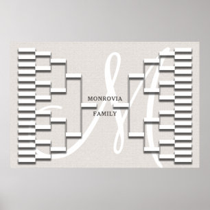 Family Träd Modern Linen-utseende Poster