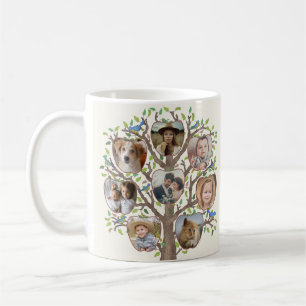 Family Träd Photo Collage 16 Bild Light Beige Kaffemugg