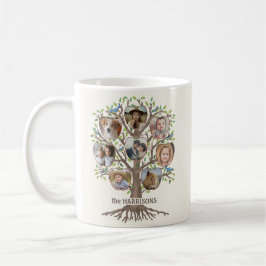 Family Träd Photo Collage 16 Bild Namn Lt Beige Kaffemugg