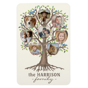 Family Träd Photo Collage 8 Bilder Namn Lt Beige Magnet