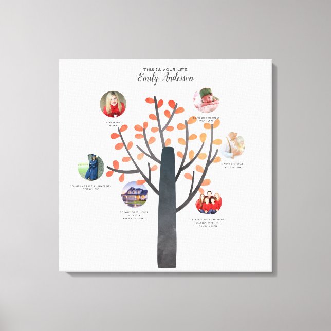 Family Träd Photo Collage Gift - ADD MILESTONES Canvastryck (Framsida)