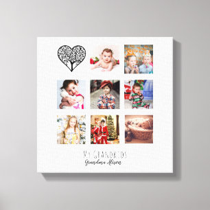 Family Träd Photo Collage Grandma Grandmor Gift Canvastryck
