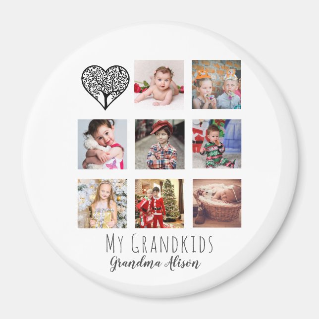 Family Träd Photo Collage Grandma Grandmor Gift Magnet (Framsidan)