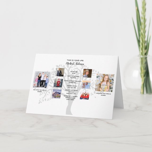 Family Träd Photo Collage med milstones födelsedag Kort (Framsida)