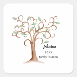 Family Träd Reunion Fyrkantigt Klistermärke