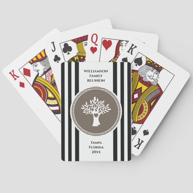 Family Träd Reunion Monogram Namn Ställe Casinokort (Baksidan)