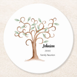 Family Träd Reunion Underlägg Papper Rund