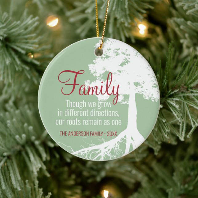 Family Träd Roots Photo Personlig Julgransprydnad Keramik (Träd)