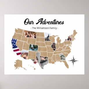 Family Travel Adventures USA Photo Collage Poster