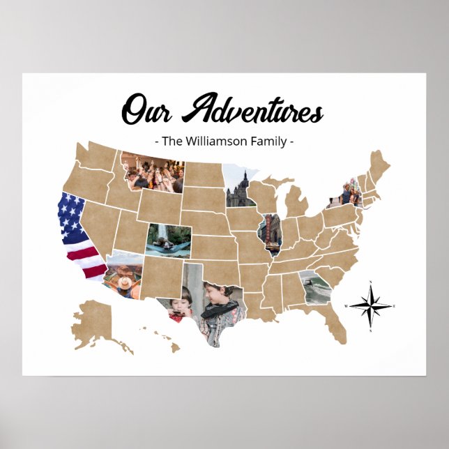 Family Travel Adventures USA Photo Collage Poster (Framsidan)