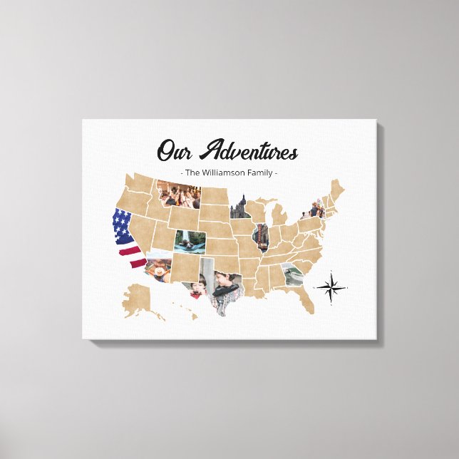 Family Travel Äventyr Anpassningsbar Photo Collage Canvastryck (Framsida)