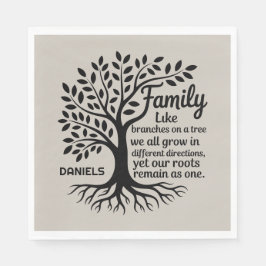 Family Tree Black & Tan Personalized Family Name Pappersservett