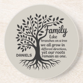 Family Tree Black & Tan Personalized Sandstone Underlägg