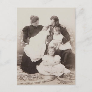 FAMILY TSAR NICOLAS & TSARINA Romanov Ryssland #29 Vykort
