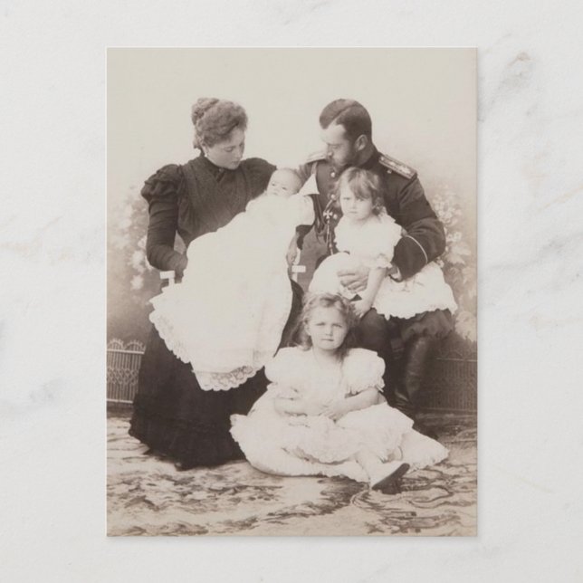 FAMILY TSAR NICOLAS & TSARINA Romanov Ryssland #29 Vykort (Framsida)