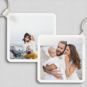 Family Two Photo Dubbla Sided Aluminium Keychain Nyckelring
