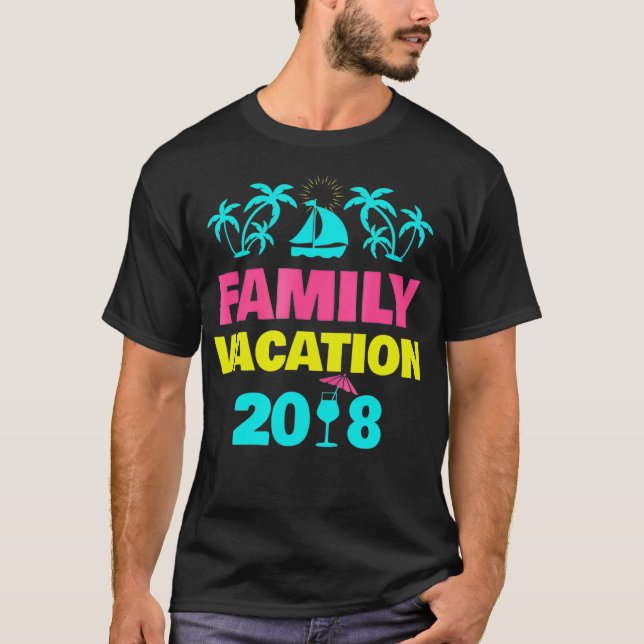 Family Vacation 2018 Road Resa Beacher T Shirt (Framsida)