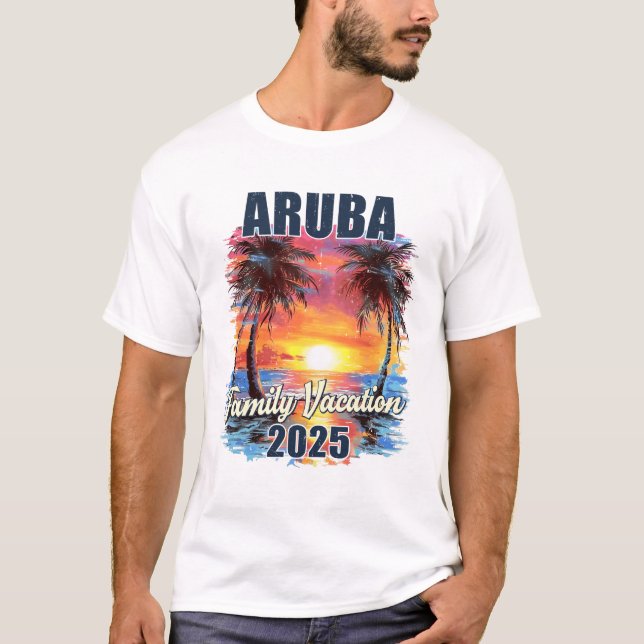 Family Vacation Aruba 2025 Summer Resa Matching Sh T Shirt (Framsida)