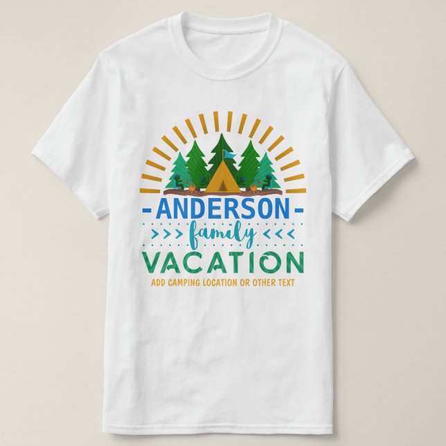 Family Vacation Camping Resa | Anpassat namn + tex Tee Shirt (Design framsida)