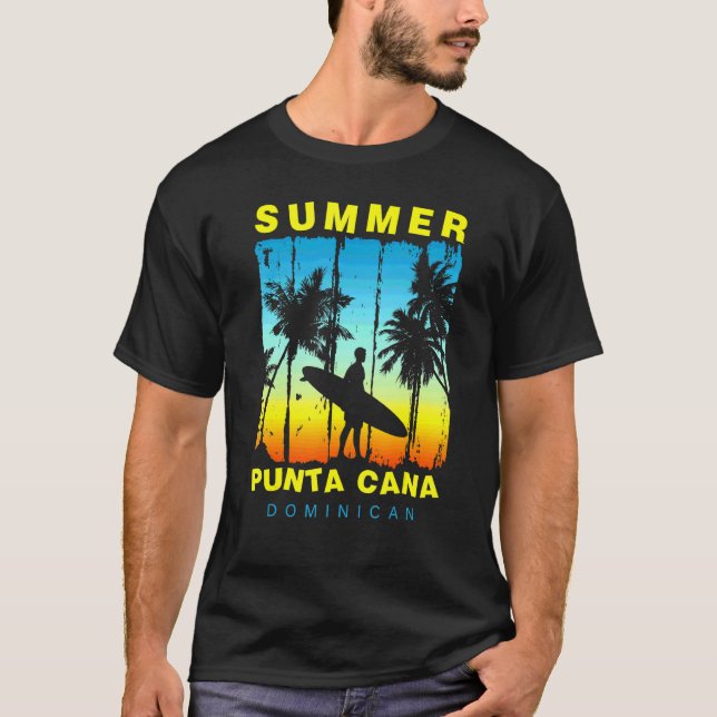Family Vacation Dominican Punta Cana Sunset Beach T Shirt (Framsida)