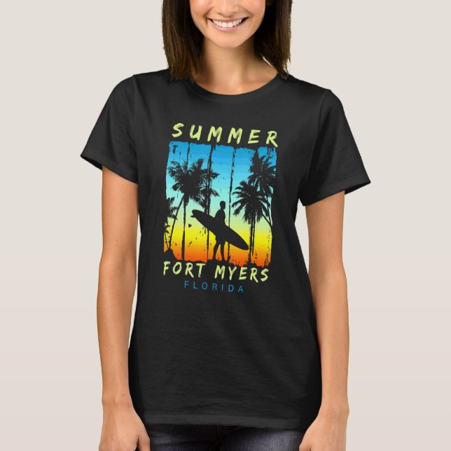 Family Vacation Florida Fort Myers Sunset Beach T Shirt (Framsida)