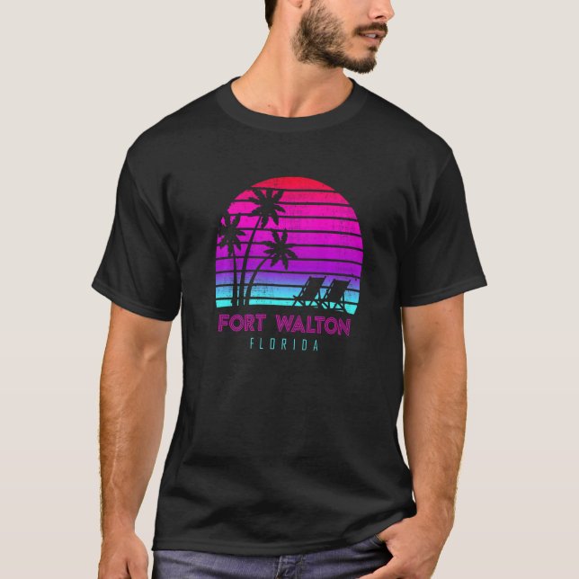 Family Vacation Florida Fort Walton Sunset Beach T Shirt (Framsida)