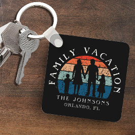 Family Vacation Holding Händer Retro Sol Photo Nyckelring
