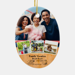 Family Vacation keepsak & Anpassningsbar 4 Foto ra Julgransprydnad Keramik