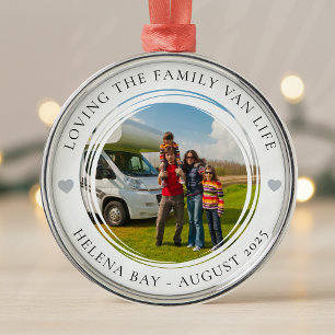 Family Vacation Keepsaké Van Life Photo Julgransprydnad Metall