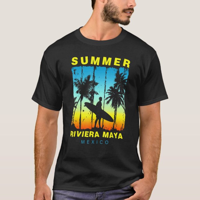 Family Vacation Mexico Riviera Maya Sunset Beach T Shirt (Framsida)