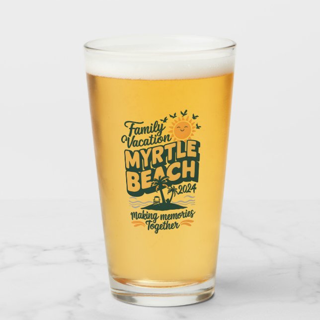 Family Vacation Myrtle Beach 2024 Skapar minnen Glaskopp (Framsida fylld)